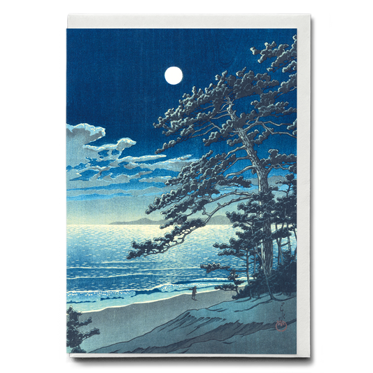 Spring Moon, Ninomiya Beach - Greeting Card