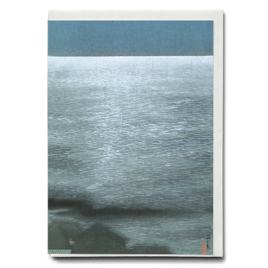 Shinagawa at Night by Kawatsura Yoshio  - Greeting Card