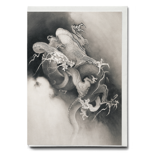 Two Dragons in Clouds (1885) by Kanō Hōgai - Greeting Card