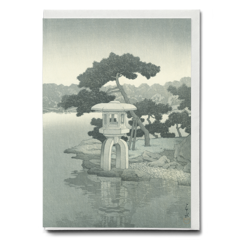 Moon over Kiyosumi Garden By Kawase Hasui - Greeting Card