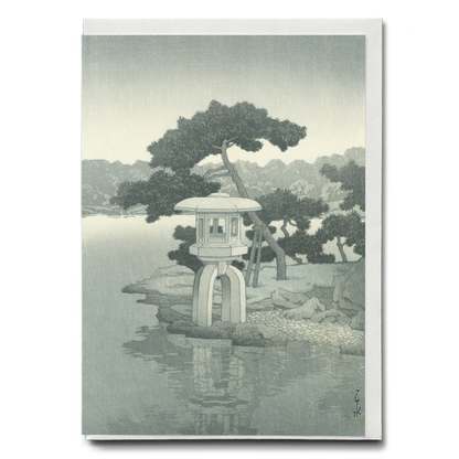 Moon over Kiyosumi Garden By Kawase Hasui - Greeting Card