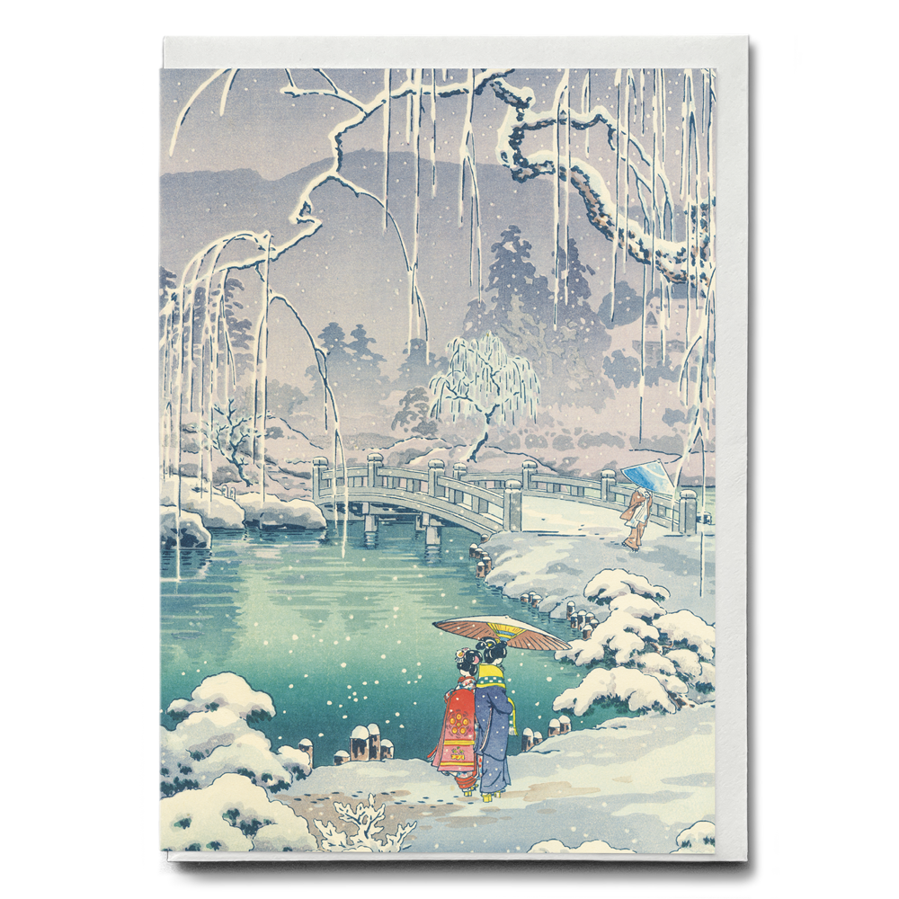 Spring Snow at Maruyama, Kyoto - Greeting Card
