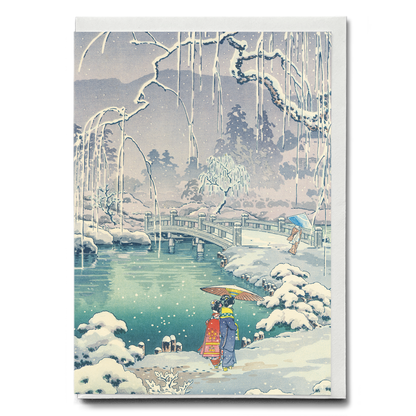 Spring Snow at Maruyama, Kyoto - Greeting Card
