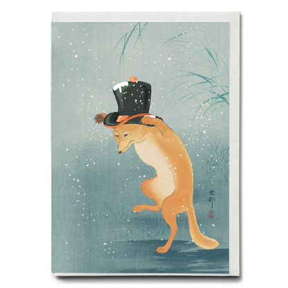 Dancing Fox with a top Hat - Greeting Card
