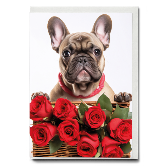 Frenchy bringing roses - Greeting Card