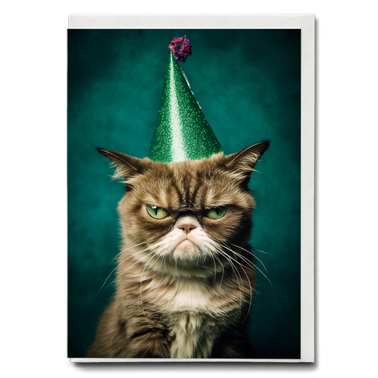 Grumpy party cat - Greeting Card