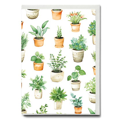 Potted plants pattern - Greeting Card