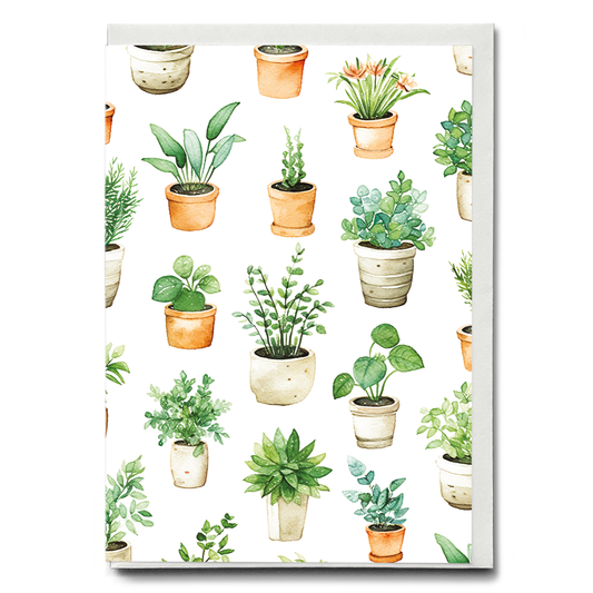 Potted plants pattern - Greeting Card
