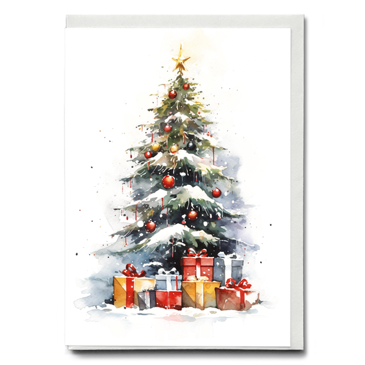 Christmas tree with presents - Greeting Card