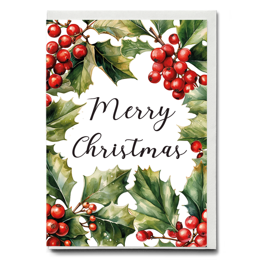 Merry Christmas holly - Greeting Card