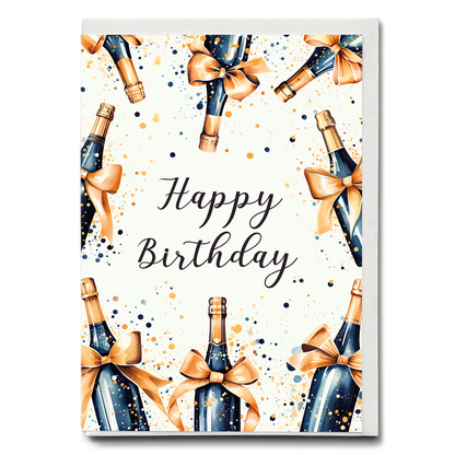 Happy Birthday Champagne bottles - Greeting Card