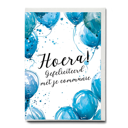 Hoera! Je communie (blue) - Greeting Card