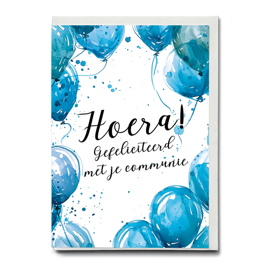 Hoera! Je communie (blue) - Greeting Card