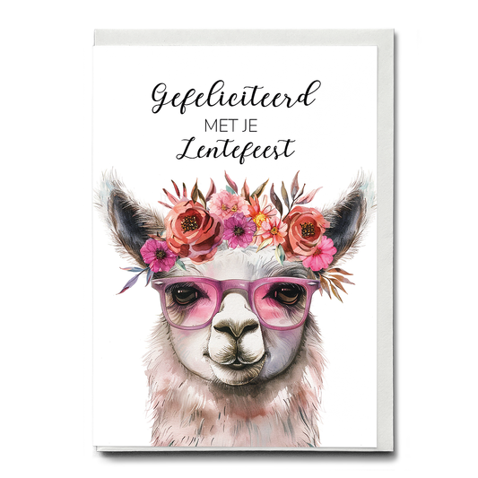 Gefeliciteerd lentefeest (Pink Lama)  - Greeting Card