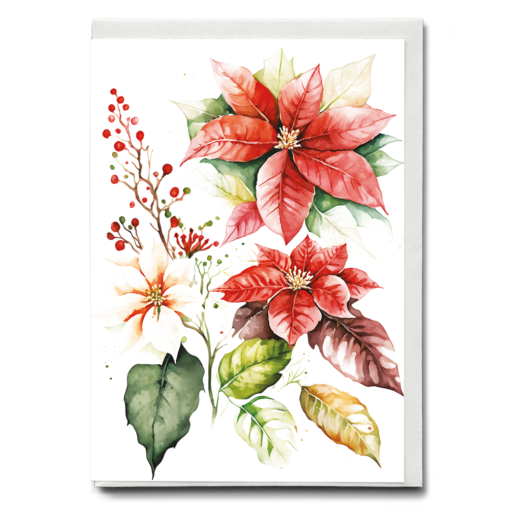 Poinsettias II - Wenskaart