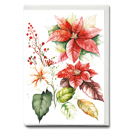Poinsettias II - Wenskaart