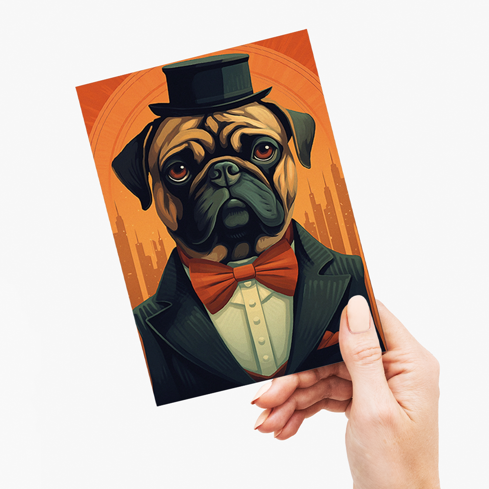 A gentleman Pug - Greeting Card