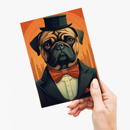 A gentleman Pug - Greeting Card