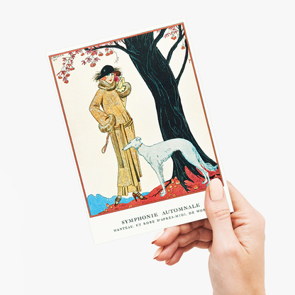Autumn Symphony: Mantle and Afternoon Dress - Greeting Card