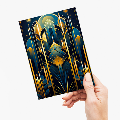 Birthday candle pattern art deco - Greeting Card