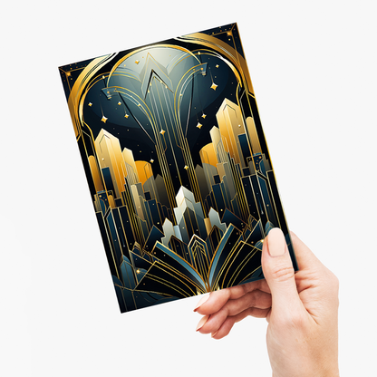 Art Deco pattern (Gold) - Greeting Card