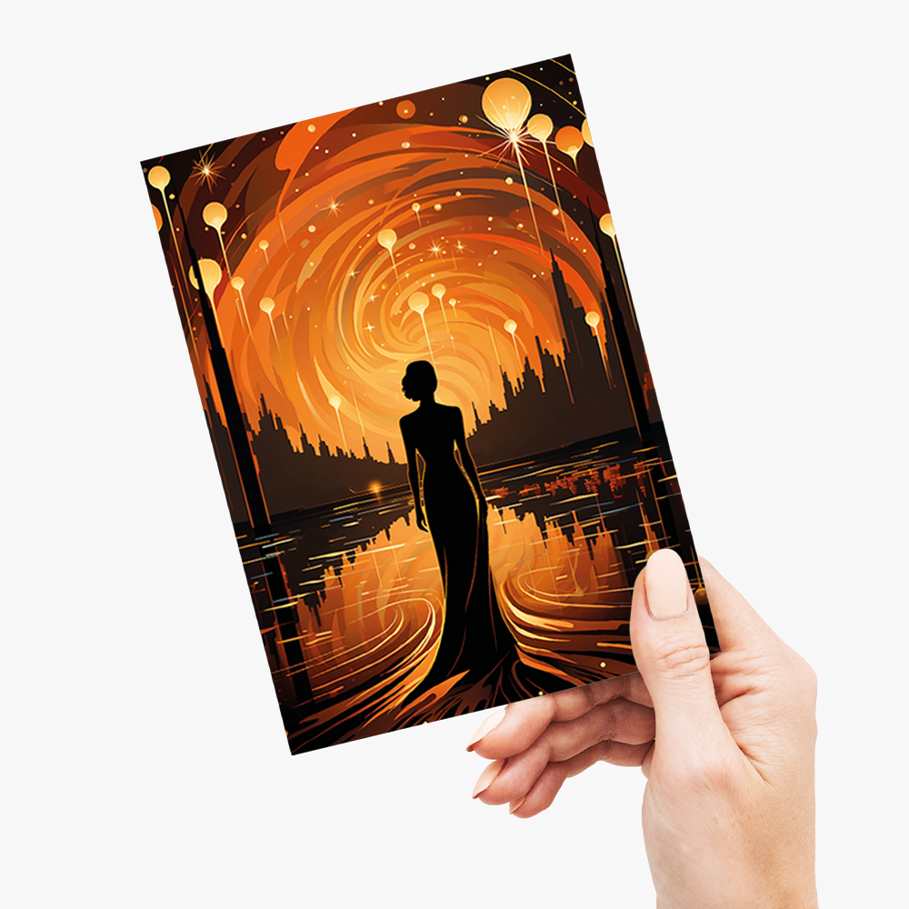 Elegant woman walking - Greeting Card