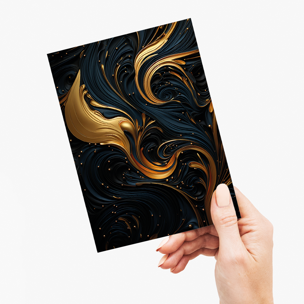 Black and gold art deco pattern II - Greeting Card