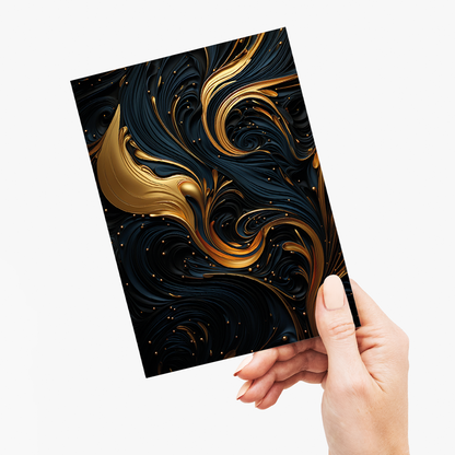 Black and gold art deco pattern II - Greeting Card