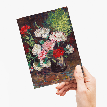 Vase with Carnations By Van Gogh - Greeting Card
