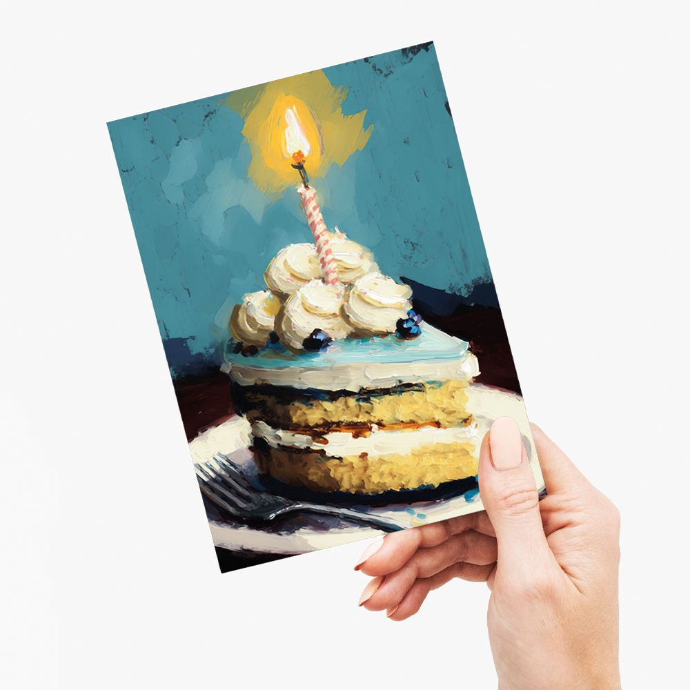 Birthday cake painting in Claude Monet style - Greeting Card