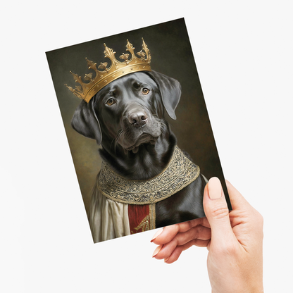 Renaissance painting of a black Labrador as a king - Greeting Card