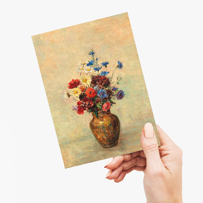Flowers in a Vase by Odilon Redon - Greeting Card