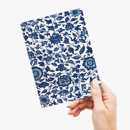 Blue flower pattern by Owen Jones - Greeting Card