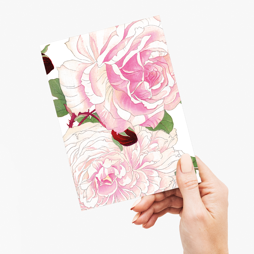 Pink Roses By Tanigami Kônan - Wenskaart