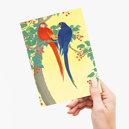 Two Parrots By Ohara Koson - Greeting Card