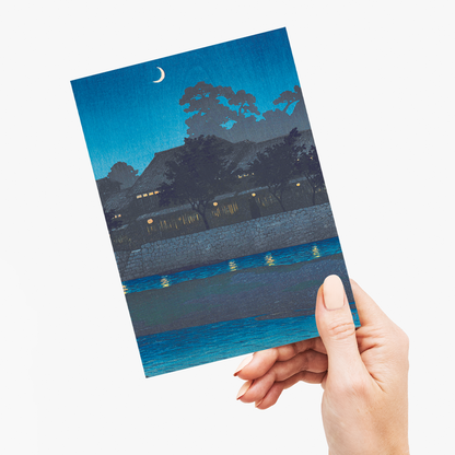 Nagare pleasure quarter, Kanazawe  By Kawase Hasui - Greeting Card