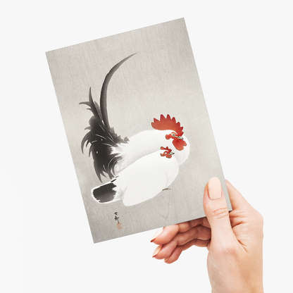 Rooster and hen By Ohara Koson - Greeting Card