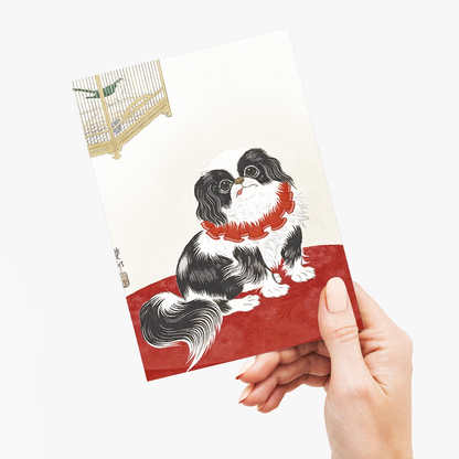Pug Dog By Ohara Koson - Greeting Card