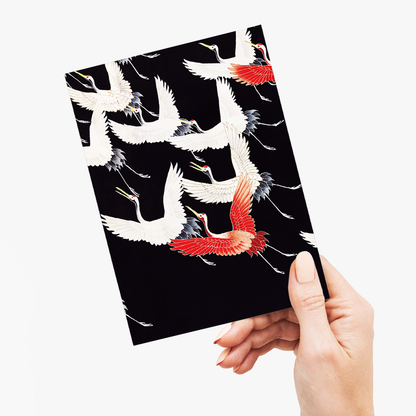 Furisode with a Myriad of Flying Cranes - Greeting Card