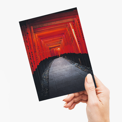 Fushimi Inari Shrine Gate In Kyoto Japanese Woodblock - Greeting Card
