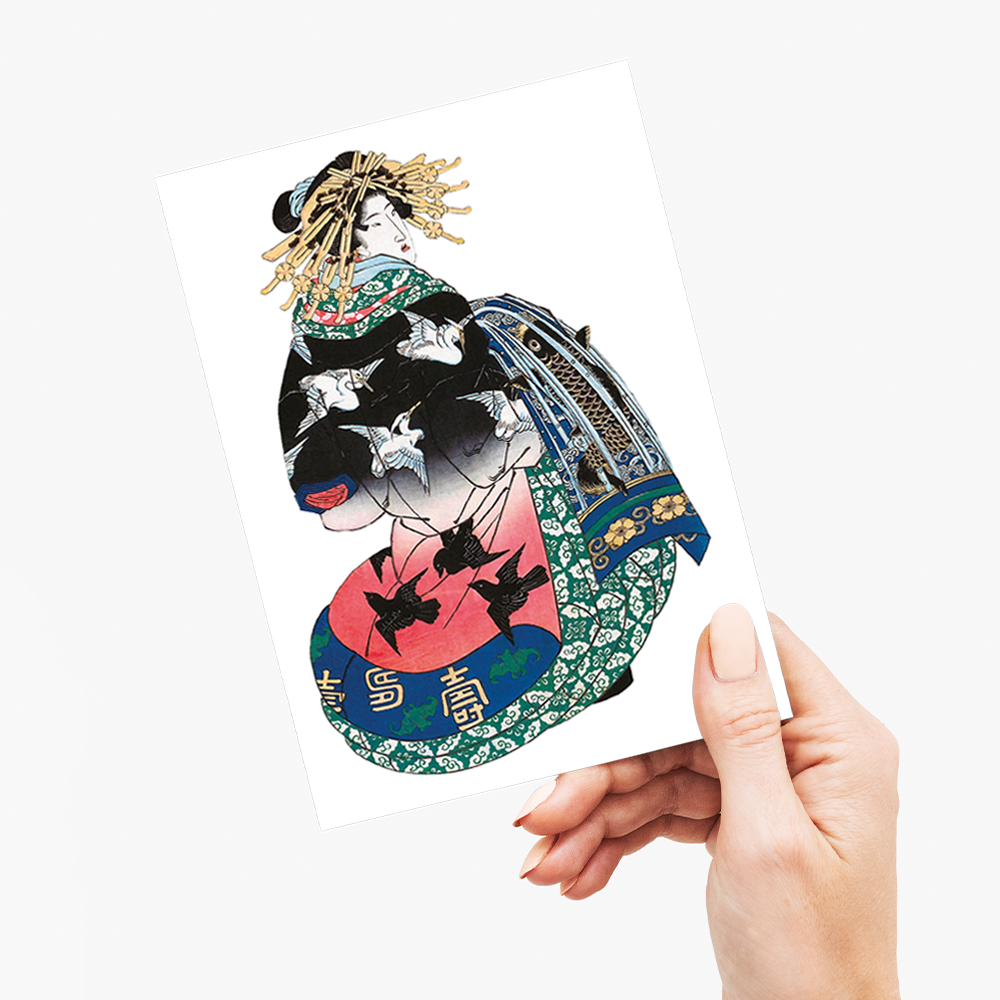 The Courtesan Hanamurasaki of the Tsuchiya By Keisai Eisen - Greeting Card