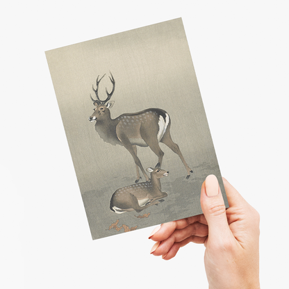 Deer by Ohara Koson  - Greeting Card