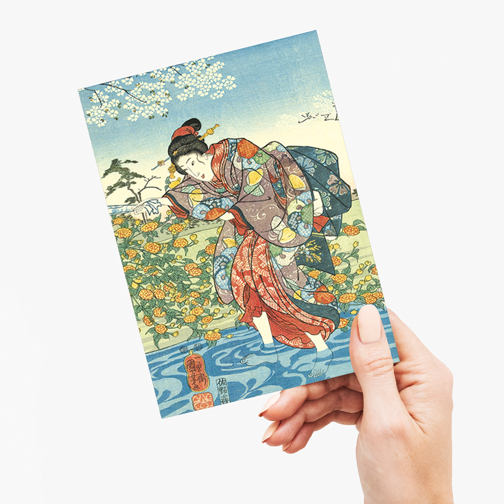 The Ide Tama River in the Province of Yamashiro II by Utagawa Kuniyoshi - Greeting Card