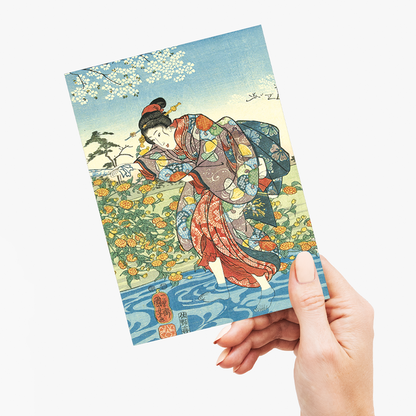 The Ide Tama River in the Province of Yamashiro II by Utagawa Kuniyoshi - Greeting Card