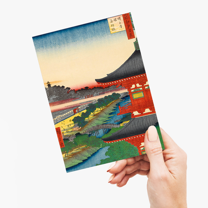 The Pagoda at Zojo Temple at Akabane by Utagawa Hiroshige - Greeting Card