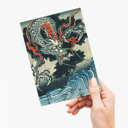 Dragon and Waves Utagawa Kuniyoshi - Greeting Card