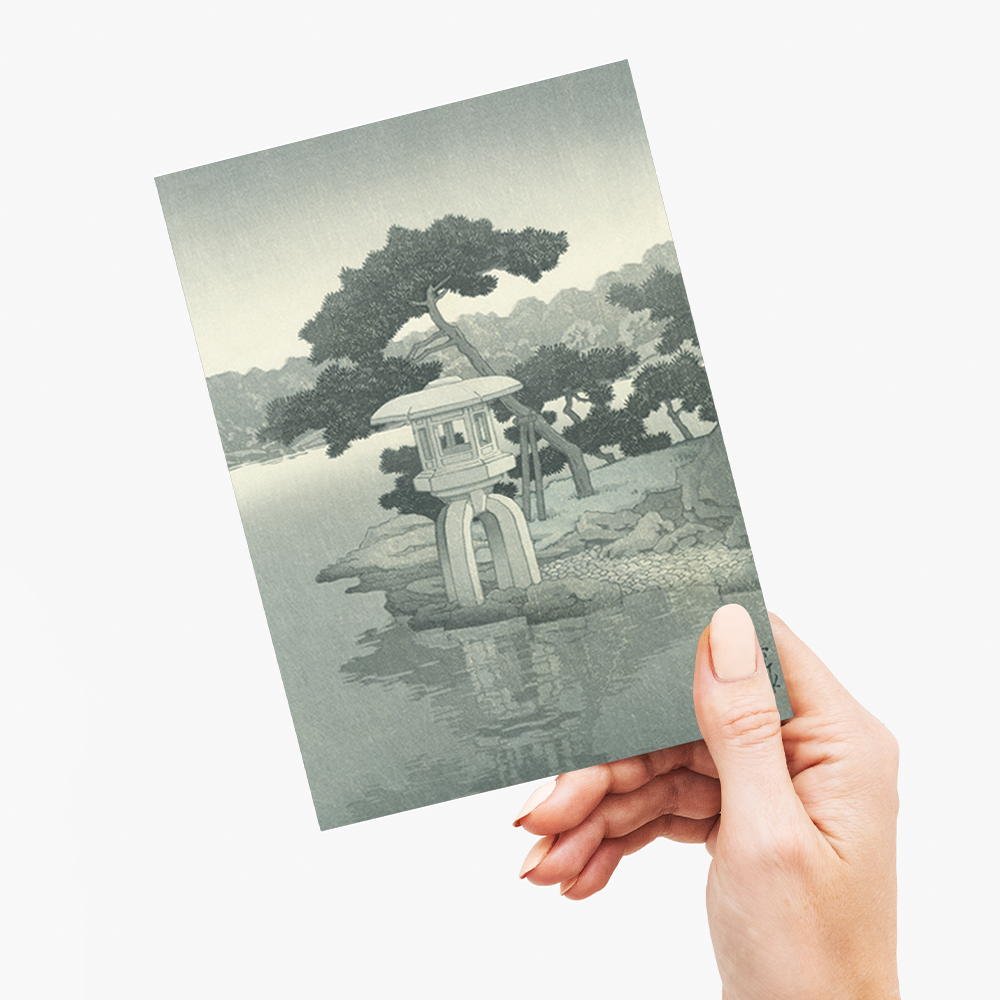 Moon over Kiyosumi Garden By Kawase Hasui - Greeting Card