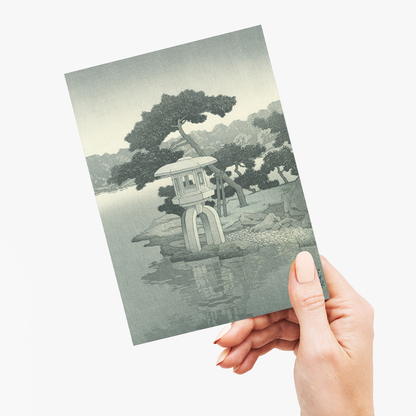 Moon over Kiyosumi Garden By Kawase Hasui - Greeting Card