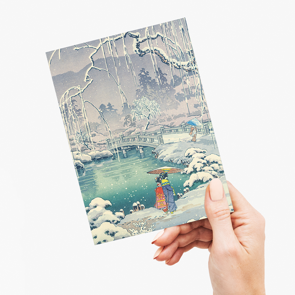 Spring Snow at Maruyama, Kyoto - Greeting Card