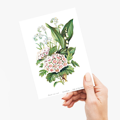 Forget Me Not, Hawthorn and Lily of the Valley - Wenskaart